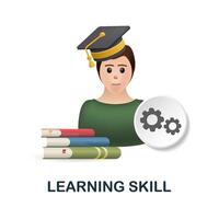 Learning Skill icon. 3d illustration from cognitive skills collection. Creative Learning Skill 3d icon for web design, templates, infographics and more vector