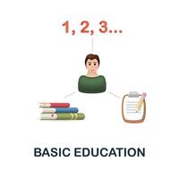 Basic Education icon. 3d illustration from cognitive skills collection. Creative Basic Education 3d icon for web design, templates, infographics and more vector