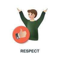 Respect icon. 3d illustration from company value collection. Creative Respect 3d icon for web design, templates, infographics and more vector