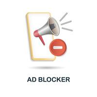 anuncio bloqueador icono. 3d ilustración desde contenido márketing recopilación. creativo anuncio bloqueador 3d icono para web diseño, plantillas, infografia y más vector