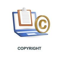 Copyright icon. 3d illustration from content marketing collection. Creative Copyright 3d icon for web design, templates, infographics and more vector