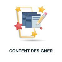 contenido diseñador icono. 3d ilustración desde contenido márketing recopilación. creativo contenido diseñador 3d icono para web diseño, plantillas, infografia y más vector