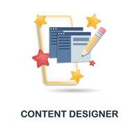 Content Designer icon. 3d illustration from content marketing collection. Creative Content Designer 3d icon for web design, templates, infographics and more vector