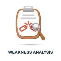 Weakness Analysis icon. 3d illustration from corporate development collection. Creative Weakness Analysis 3d icon for web design, templates, infographics and more vector