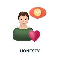 Honesty icon. 3d illustration from company value collection. Creative Honesty 3d icon for web design, templates, infographics and more vector