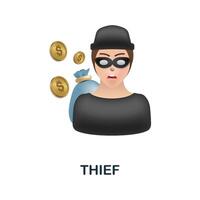 Thief icon. 3d illustration from crime collection. Creative Thief 3d icon for web design, templates, infographics and more vector