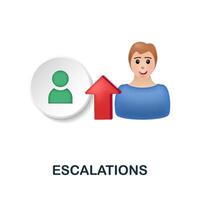 Escalations icon. 3d illustration from customer relationship collection. Creative Escalations 3d icon for web design, templates, infographics and more vector