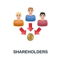 Shareholders icon. 3d illustration from crowdfunding collection. Creative Shareholders 3d icon for web design, templates, infographics and more vector