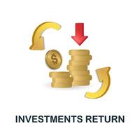 Investments Return icon. 3d illustration from crowdfunding collection. Creative Investments Return 3d icon for web design, templates, infographics and more vector