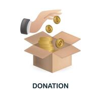 Donation icon. 3d illustration from crowdfunding collection. Creative Donation 3d icon for web design, templates, infographics and more vector