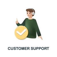 Customer Support icon. 3d illustration from customer relationship collection. Creative Customer Support 3d icon for web design, templates, infographics and more vector