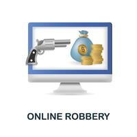 Online Robbery icon. 3d illustration from cybercrime collection. Creative Online Robbery 3d icon for web design, templates, infographics and more vector