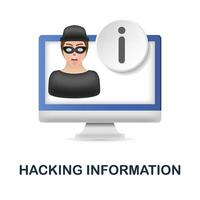 Hacking Information icon. 3d illustration from cybercrime collection. Creative Hacking Information 3d icon for web design, templates, infographics and more vector