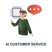 Ai Customer Service icon. 3d illustration from data science collection. Creative Ai Customer Service 3d icon for web design, templates, infographics and more vector