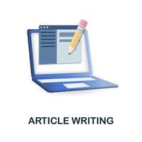 Article Writing icon. 3d illustration from digital marketing collection. Creative Article Writing 3d icon for web design, templates, infographics and more vector