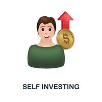 Self Investing icon. 3d illustration from economic collection. Creative Self Investing 3d icon for web design, templates, infographics and more vector