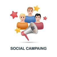 Social Campaing icon. 3d illustration from digital marketing collection. Creative Social Campaing 3d icon for web design, templates, infographics and more vector