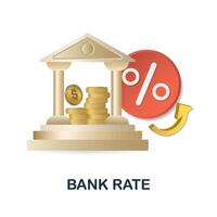 Bank Rate icon. 3d illustration from economic collection. Creative Bank Rate 3d icon for web design, templates, infographics and more vector