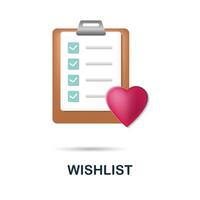 Wishlist icon. 3d illustration from e-commerce collection. Creative Wishlist 3d icon for web design, templates, infographics and more vector