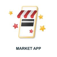 Market App icon. 3d illustration from e-commerce collection. Creative Market App 3d icon for web design, templates, infographics and more vector