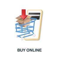 Buy Online icon. 3d illustration from e-commerce collection. Creative Buy Online 3d icon for web design, templates, infographics and more vector