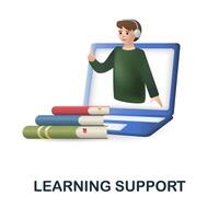 Learning Support icon. 3d illustration from e-learning collection. Creative Learning Support 3d icon for web design, templates, infographics and more vector