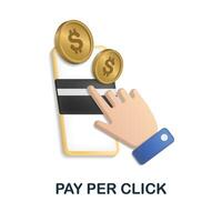 Pay Per Click icon. 3d illustration from digital marketing collection. Creative Pay Per Click 3d icon for web design, templates, infographics and more vector