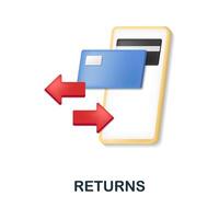 Returns icon. 3d illustration from e-commerce collection. Creative Returns 3d icon for web design, templates, infographics and more vector