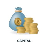 Capital icon. 3d illustration from economic collection. Creative Capital 3d icon for web design, templates, infographics and more vector