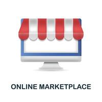 Online Marketplace icon. 3d illustration from e-commerce collection. Creative Online Marketplace 3d icon for web design, templates, infographics and more vector