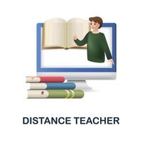 Distance Teacher icon. 3d illustration from e-learning collection. Creative Distance Teacher 3d icon for web design, templates, infographics and more vector