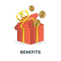 Benefits icon. 3d illustration from finance management collection. Creative Benefits 3d icon for web design, templates, infographics and more vector