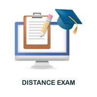 Distance Exam icon. 3d illustration from e-learning collection. Creative Distance Exam 3d icon for web design, templates, infographics and more vector