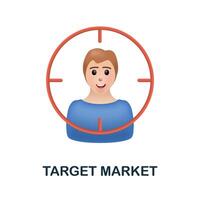 Target Market icon. 3d illustration from finance management collection. Creative Target Market 3d icon for web design, templates, infographics and more vector