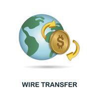 Wire Transfer icon. 3d illustration from finance management collection. Creative Wire Transfer 3d icon for web design, templates, infographics and more vector