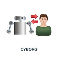 Cyborg icon. 3d illustration from future technology collection. Creative Cyborg 3d icon for web design, templates, infographics and more vector