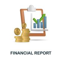 Financial Report icon. 3d illustration from finance management collection. Creative Financial Report 3d icon for web design, templates, infographics and more vector