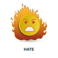 Hate icon. 3d illustration from harassment collection. Creative Hate 3d icon for web design, templates, infographics and more vector