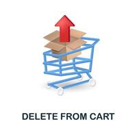 Delete From Cart icon. 3d illustration from online store collection. Creative Delete From Cart 3d icon for web design, templates, infographics and more vector