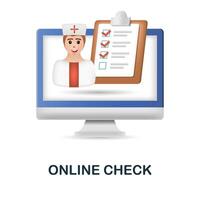 Online Check icon. 3d illustration from health check collection. Creative Online Check 3d icon for web design, templates, infographics and more vector