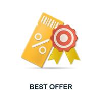 Best Offer icon. 3d illustration from online store collection. Creative Best Offer 3d icon for web design, templates, infographics and more vector