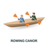 Rowing Canor icon. 3d illustration from outdoor recreation collection. Creative Rowing Canor 3d icon for web design, templates, infographics and more vector