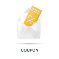 Coupon icon. 3d illustration from online store collection. Creative Coupon 3d icon for web design, templates, infographics and more vector