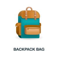 Backpack Bag icon. 3d illustration from outdoor recreation collection. Creative Backpack Bag 3d icon for web design, templates, infographics and more vector