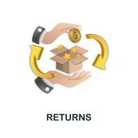 Returns icon. 3d illustration from online store collection. Creative Returns 3d icon for web design, templates, infographics and more vector