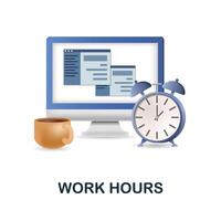 Work Hours icon. 3d illustration from project development collection. Creative Work Hours 3d icon for web design, templates, infographics and more vector