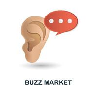 Buzz Market icon. 3d illustration from project development collection. Creative Buzz Market 3d icon for web design, templates, infographics and more vector