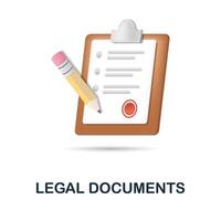 Legal Documents icon. 3d illustration from project development collection. Creative Legal Documents 3d icon for web design, templates, infographics and more vector