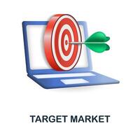 Target Market icon. 3d illustration from web development collection. Creative Target Market 3d icon for web design, templates, infographics and more vector