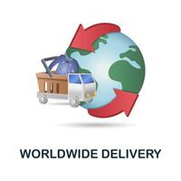 Worldwide Delivery icon. 3d illustration from black friday collection. Creative Worldwide Delivery 3d icon for web design, templates, infographics and more vector